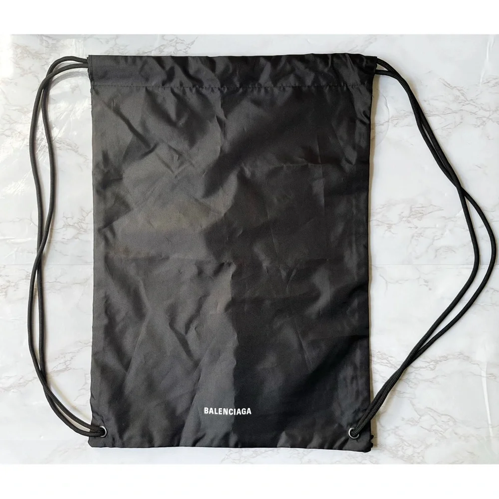 Balenciaga Black Nylon Drawstring Logo Gym Bag Dust Bag - Picture 1 of 4